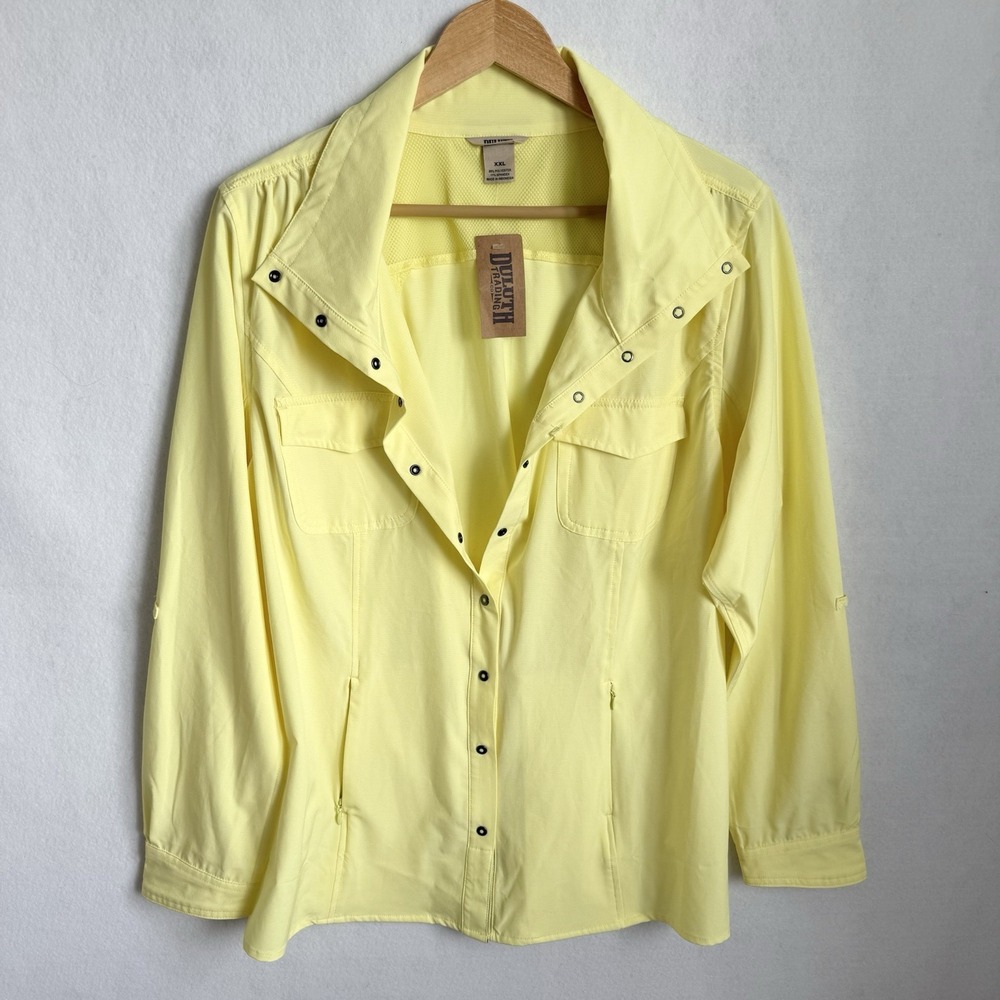 Duluth Trading NEW Womens Sol Survivor Shirt XXL Yellow Snap UPF Sun Protection